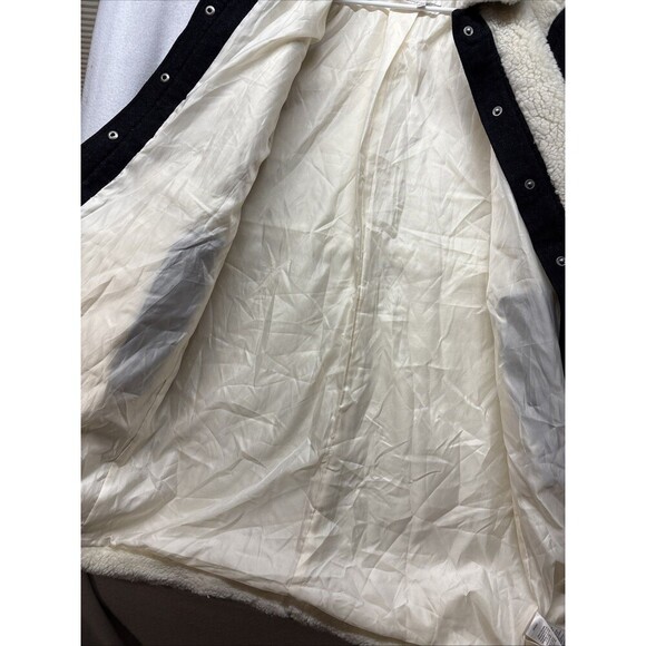 Madewell Sherpa McClancy Coat Long Wool Blend Faux Fur Jacket Size Large - Picture 7 of 8